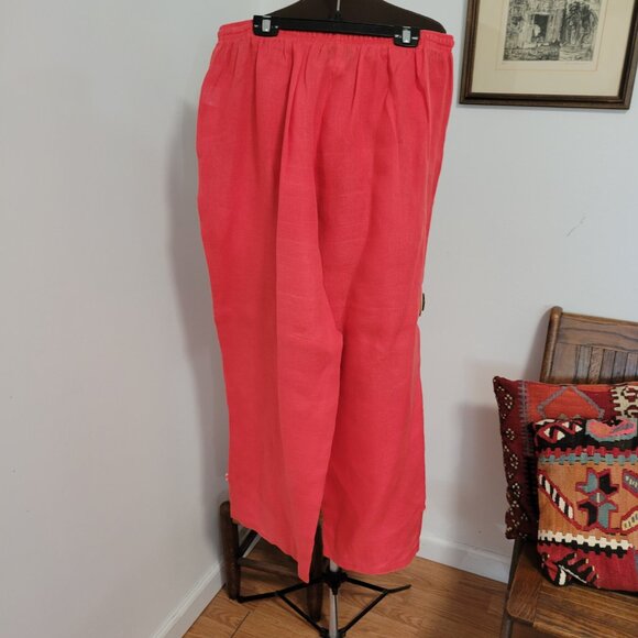 David Dart Pure 100% Linen Baggy 90's Coral pants Size 1X - Picture 5 of 6